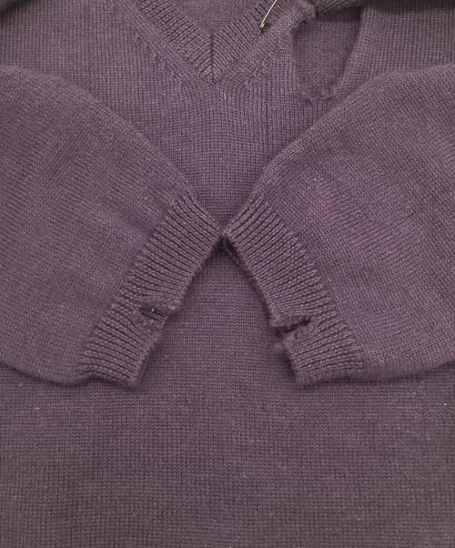 NOMA t.d.（ノーマティーディー）NOMA t.d. Needles (ニードルズ) V NECK PULLOVER SWEATER-CRUSH KNIT/KILTPIN（Vネック プルオーバー セーター-クラッシュ ニット/キルト ピン） パープル サイズ:Sの古着・服飾アイテム