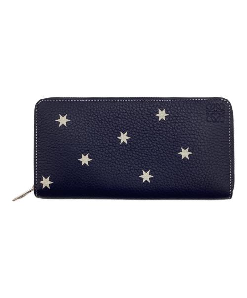 LOEWE（ロエベ）LOEWE (ロエベ) スタープリント ラウンドファスナー長財布 ネイビーの古着・服飾アイテム
