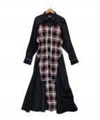 Akihide nakachiアキヒデ ナカチ）の古着「長袖シャツワンピース」｜ブラック×グレー