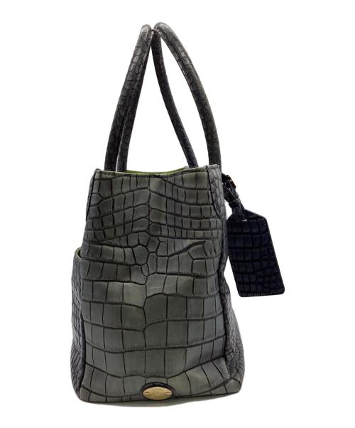 A.D.M.J.（エーディーエムジェイ）A.D.M.J. (エーディーエムジェイ) クロコ型押し トートバッグ ブルー×グレーの古着・服飾アイテム