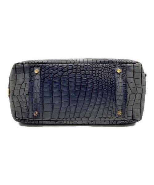 A.D.M.J.（エーディーエムジェイ）A.D.M.J. (エーディーエムジェイ) クロコ型押し トートバッグ ブルー×グレーの古着・服飾アイテム