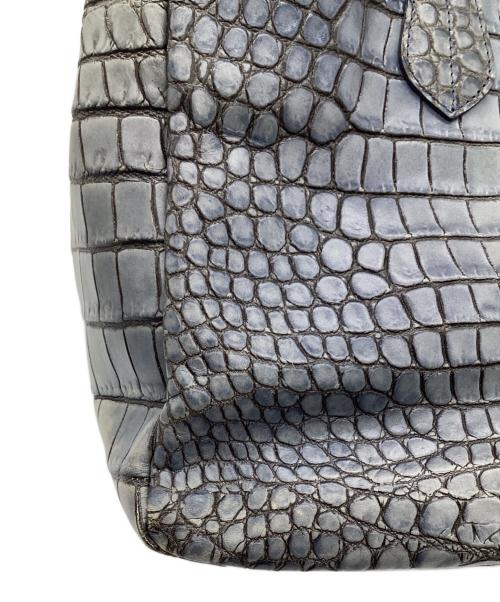 A.D.M.J.（エーディーエムジェイ）A.D.M.J. (エーディーエムジェイ) クロコ型押し トートバッグ ブルー×グレーの古着・服飾アイテム