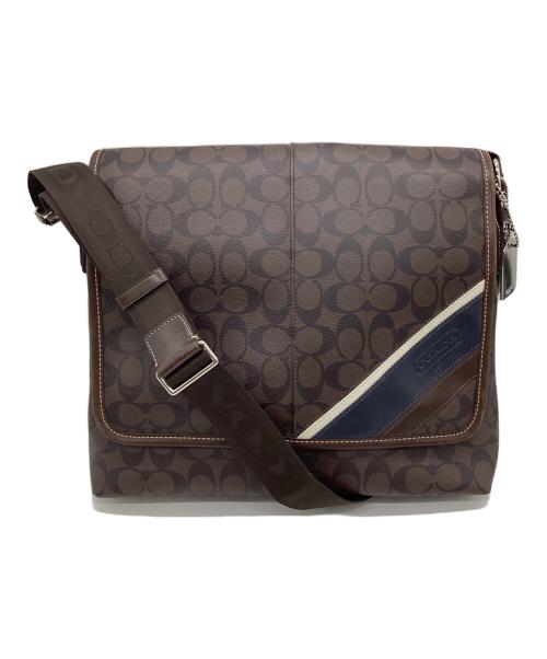COACH（コーチ）COACH (コーチ) ヘリテージ ストライプ シグネチャー メッセンジャーバッグ ブラウンの古着・服飾アイテム