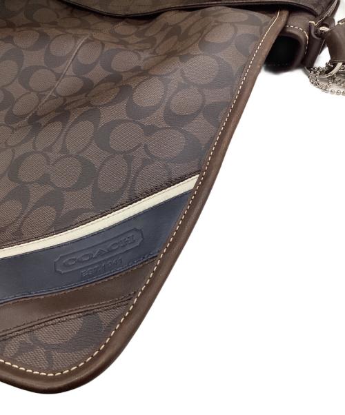 COACH（コーチ）COACH (コーチ) ヘリテージ ストライプ シグネチャー メッセンジャーバッグ ブラウンの古着・服飾アイテム
