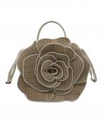 Kate Spadeケイトスペード）の古着「フローラ 3D ストロー ローズ ハンドバッグ」｜ベージュ