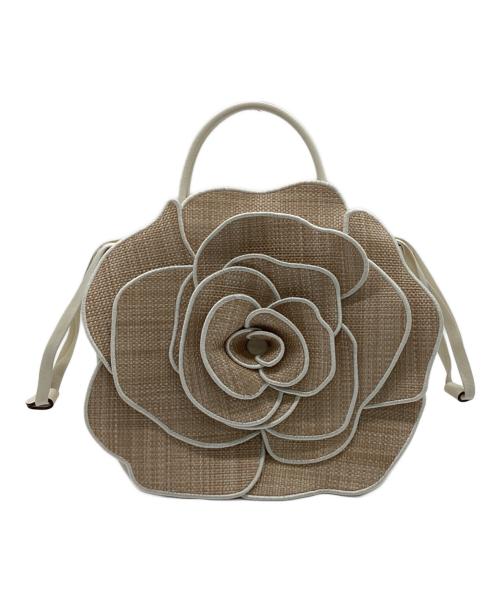 Kate Spade（ケイトスペード）Kate Spade (ケイトスペード) フローラ 3D ストロー ローズ ハンドバッグ ベージュの古着・服飾アイテム