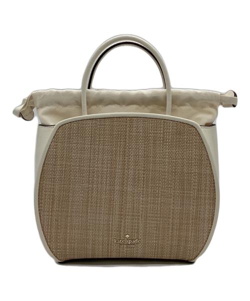 Kate Spade（ケイトスペード）Kate Spade (ケイトスペード) フローラ 3D ストロー ローズ ハンドバッグ ベージュの古着・服飾アイテム