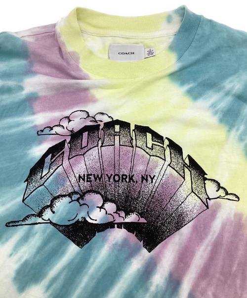 COACH（コーチ）COACH (コーチ) タイ ダイ クルーネック Tシャツ・オーガニック コットン イエロー×ブルー×ピンク サイズ:Sの古着・服飾アイテム