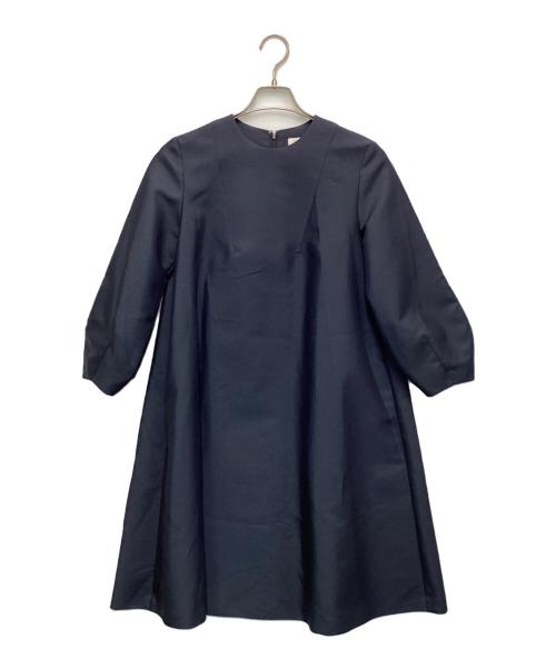 BALLSEY（ボールジィ）BALLSEY (ボールジィ) ハイカウントダブルクロス Aラインワンピース ネイビー サイズ:36の古着・服飾アイテム