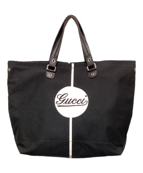 GUCCI（グッチ）GUCCI (グッチ) キャンバス ラージトートバッグ ブラックの古着・服飾アイテム
