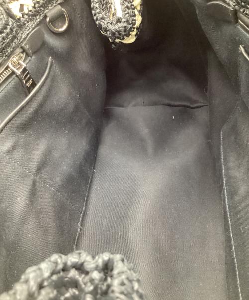 PRADA（プラダ）PRADA (プラダ) カナパ ラフィア ハンドバッグ アイボリー×ブラックの古着・服飾アイテム
