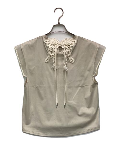 TANAKADAISUKE（タナカダイスケ）TANAKADAISUKE (タナカダイスケ) STUDIOUS (ステュディオス) 別注China ribbon no sleeve T-shirt（チャイナ リボン ノースリーブ Tシャツ） アイボリー サイズ:Fの古着・服飾アイテム