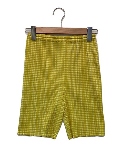 PLEATS PLEASE（プリーツプリーズ）PLEATS PLEASE (プリーツプリーズ) プリーツショートパンツ イエロー サイズ:3の古着・服飾アイテム