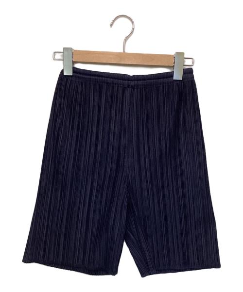 PLEATS PLEASE（プリーツプリーズ）PLEATS PLEASE (プリーツプリーズ) プリーツショートパンツ ネイビー サイズ:3の古着・服飾アイテム
