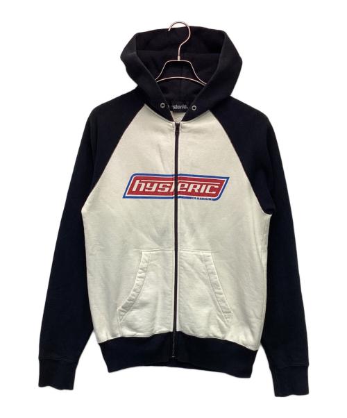 Hysteric Glamour（ヒステリックグラマー）Hysteric Glamour (ヒステリックグラマー) ジップパーカー ホワイト×ブラック サイズ:FREEの古着・服飾アイテム