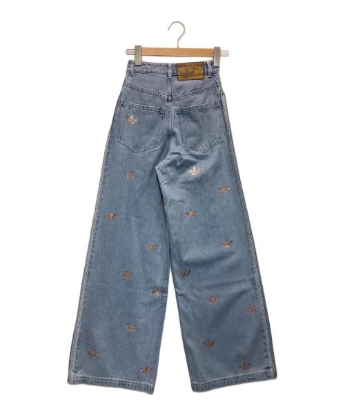 adidas（アディダス）adidas (アディダス) デニム ラインストーン パンツ インディゴ サイズ:XSの古着・服飾アイテム