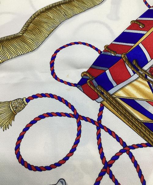 HERMES（エルメス）HERMES (エルメス) カレ90 LES TAMBOURS（タンブールの太鼓） ブルーの古着・服飾アイテム