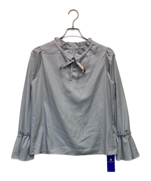 BLUE LABEL CRESTBRIDGE（ブルーレーベルクレストブリッジ）BLUE LABEL CRESTBRIDGE (ブルーレーベルクレストブリッジ) マイクロピーチスパンスタンドフリルブラウス ブルー サイズ:36の古着・服飾アイテム