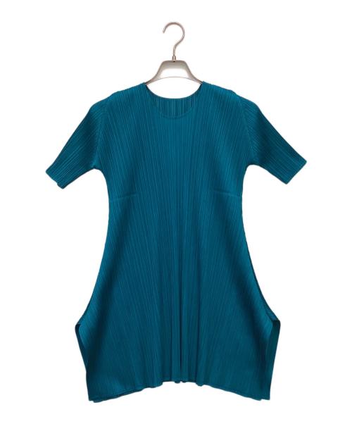 PLEATS PLEASE（プリーツプリーズ）PLEATS PLEASE (プリーツプリーズ) 半袖チュニック ブルー サイズ:３の古着・服飾アイテム