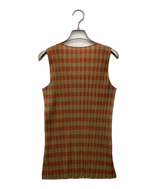 PLEATS PLEASE（プリーツプリーズ）PLEATS PLEASE (プリーツプリーズ) ノースリーブワンピース オレンジ×カーキ サイズ:2の古着・服飾アイテム