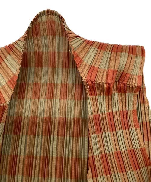 PLEATS PLEASE（プリーツプリーズ）PLEATS PLEASE (プリーツプリーズ) ノースリーブワンピース オレンジ×カーキ サイズ:2の古着・服飾アイテム