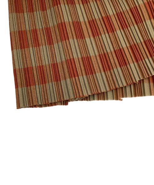 PLEATS PLEASE（プリーツプリーズ）PLEATS PLEASE (プリーツプリーズ) ノースリーブワンピース オレンジ×カーキ サイズ:2の古着・服飾アイテム