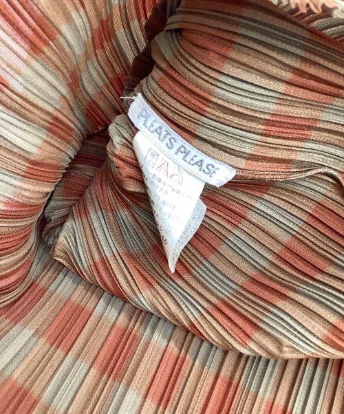 PLEATS PLEASE（プリーツプリーズ）PLEATS PLEASE (プリーツプリーズ) ノースリーブワンピース オレンジ×カーキ サイズ:2の古着・服飾アイテム
