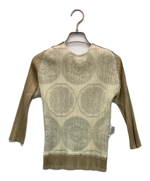 PLEATS PLEASE（プリーツプリーズ）PLEATS PLEASE (プリーツプリーズ) プリーツ カットソー ベージュ サイズ:3の古着・服飾アイテム