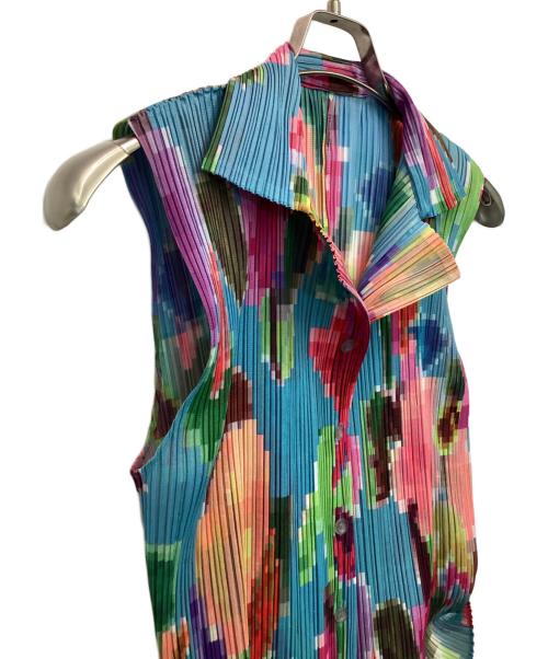 PLEATS PLEASE（プリーツプリーズ）PLEATS PLEASE (プリーツプリーズ) プリーツ ノースリーブシャツ マルチカラー サイズ:3の古着・服飾アイテム