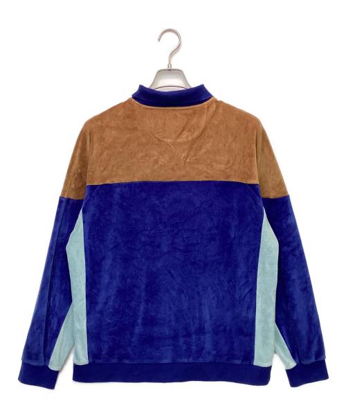 SUPREME（シュプリーム）SUPREME (シュプリーム) Paneled Velour L/S Polo（パネルド ベロア ロングスリーブ ポロ） ブルー×ブラウン サイズ:Mの古着・服飾アイテム