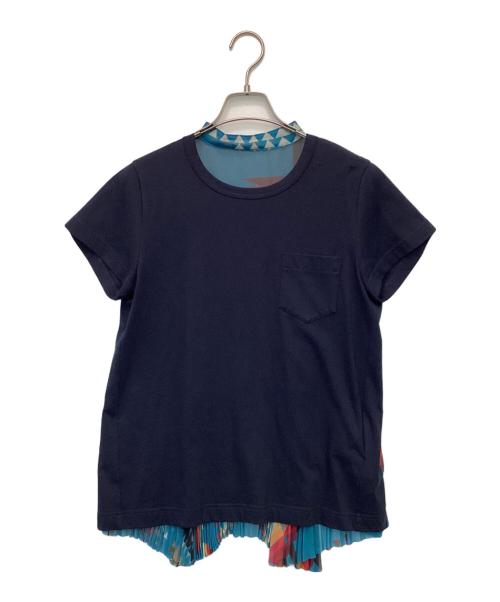 PENDLETON（ペンドルトン）PENDLETON (ペンドルトン) sacai (サカイ) バックプリーツ半袖カットソー ネイビー×ブルー サイズ:4の古着・服飾アイテム