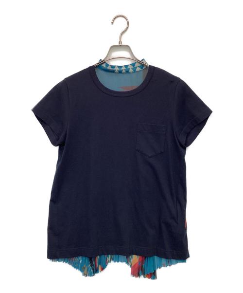 PENDLETON（ペンドルトン）PENDLETON (ペンドルトン) sacai (サカイ) バックプリーツ半袖カットソー ネイビー×ブルー サイズ:4の古着・服飾アイテム
