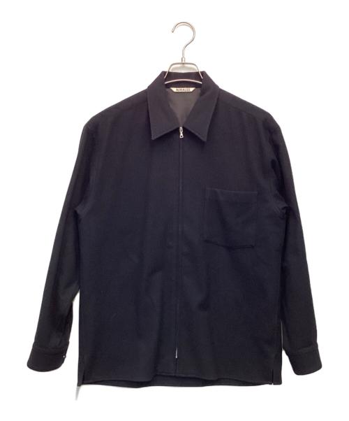 AURALEE（オーラリー）AURALEE (オーラリー) SUPER SOFT WOOL FLANNEL ZIP SHIRTS（スーパーソフト ウール フランネル ジップ シャツ） ブラック サイズ:3の古着・服飾アイテム