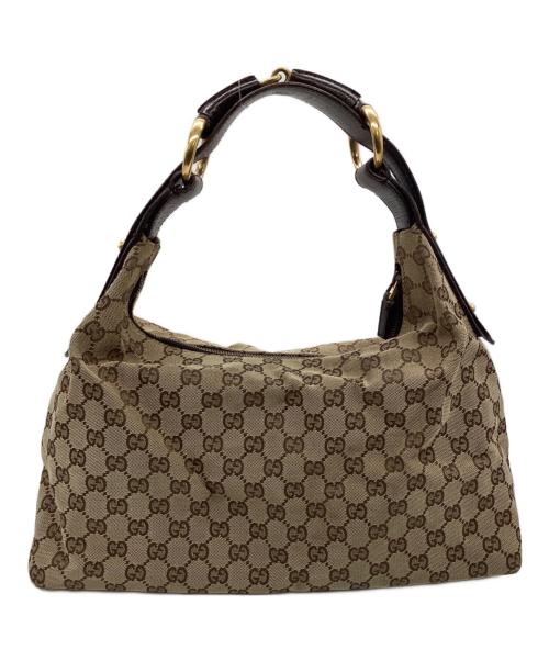 GUCCI（グッチ）GUCCI (グッチ) GGキャンバス ホースビット ワンショルダーバッグ ベージュの古着・服飾アイテム