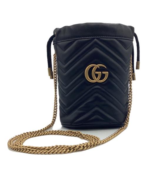 GUCCI（グッチ）GUCCI (グッチ) GGマーモント バケット バッグ ミニ ブラックの古着・服飾アイテム