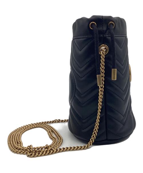 GUCCI（グッチ）GUCCI (グッチ) GGマーモント バケット バッグ ミニ ブラックの古着・服飾アイテム
