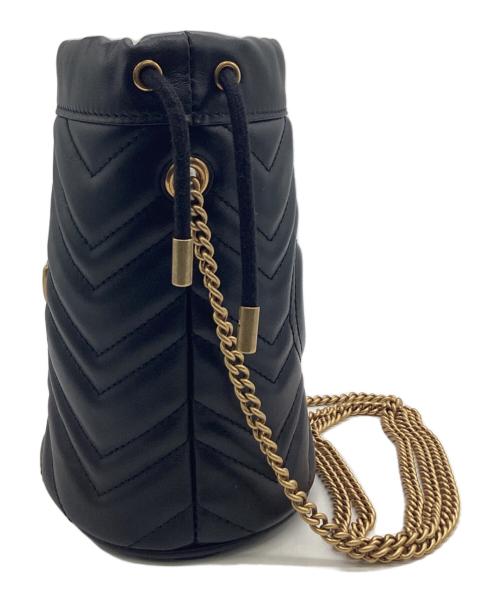 GUCCI（グッチ）GUCCI (グッチ) GGマーモント バケット バッグ ミニ ブラックの古着・服飾アイテム