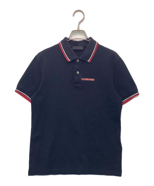 PRADA（プラダ）PRADA (プラダ) ラバーロゴ半袖ポロシャツ ブラック サイズ:Sの古着・服飾アイテム