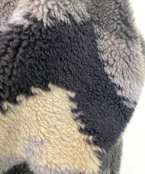 THE NORTHFACE PURPLELABEL（ザ・ノースフェイス パープルレーベル）THE NORTHFACE PURPLELABEL Wool Boa WINDSTOPPER Field Cardigan（ウール ボア ウィンドストッパー フィールド カーディガン） ブラック×グレー サイズ:Sの古着・服飾アイテム