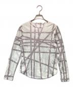 HERMESエルメス）の古着「ボルデュックリボン 長袖カットソー」｜ホワイト×パープル