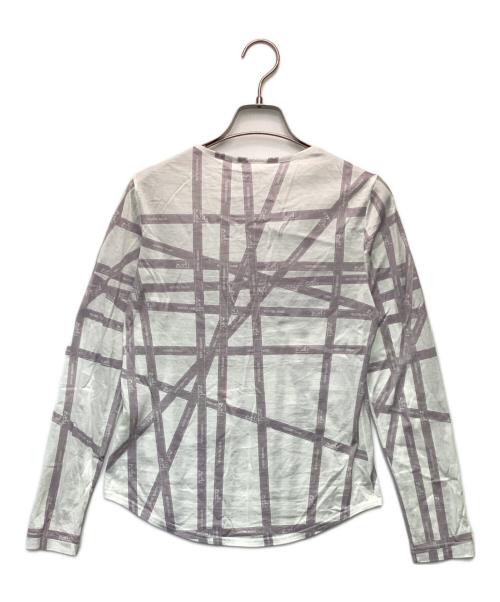 HERMES（エルメス）HERMES (エルメス) ボルデュックリボン 長袖カットソー ホワイト×パープル サイズ:Sの古着・服飾アイテム