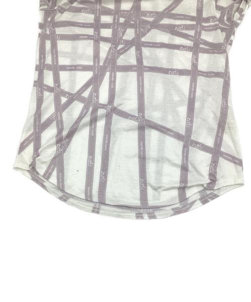 HERMES（エルメス）HERMES (エルメス) ボルデュックリボン 長袖カットソー ホワイト×パープル サイズ:Sの古着・服飾アイテム