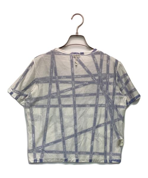 HERMES（エルメス）HERMES (エルメス) ボルデュックリボン 半袖カットソー ホワイト×ブルー サイズ:SMの古着・服飾アイテム