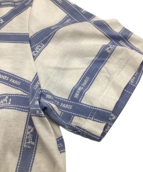 HERMES（エルメス）HERMES (エルメス) ボルデュックリボン 半袖カットソー ホワイト×ブルー サイズ:SMの古着・服飾アイテム