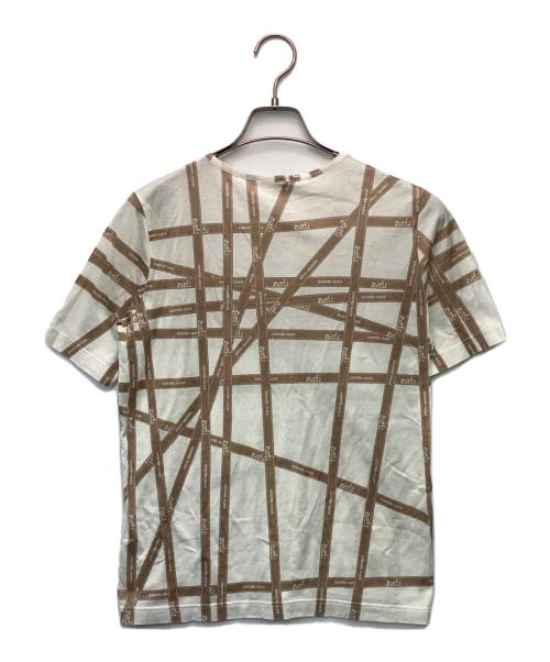 HERMES（エルメス）HERMES (エルメス) ボルデュックリボン 半袖カットソー ホワイト×ブラウン サイズ:SMの古着・服飾アイテム