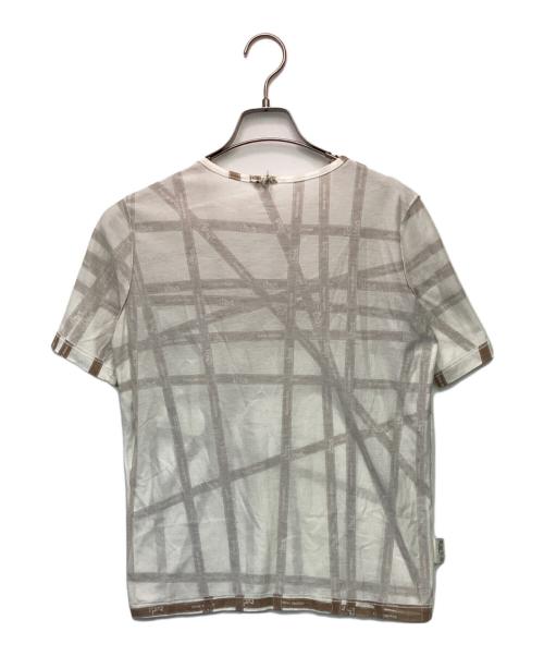 HERMES（エルメス）HERMES (エルメス) ボルデュックリボン 半袖カットソー ホワイト×ブラウン サイズ:SMの古着・服飾アイテム