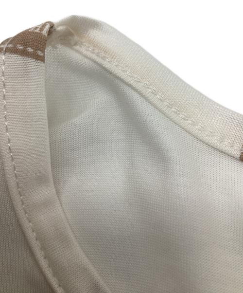 HERMES（エルメス）HERMES (エルメス) ボルデュックリボン 半袖カットソー ホワイト×ブラウン サイズ:SMの古着・服飾アイテム