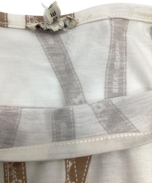 HERMES（エルメス）HERMES (エルメス) ボルデュックリボン 半袖カットソー ホワイト×ブラウン サイズ:SMの古着・服飾アイテム