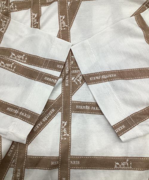 HERMES（エルメス）HERMES (エルメス) ボルデュックリボン 半袖カットソー ホワイト×ブラウン サイズ:SMの古着・服飾アイテム