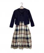 BLUE LABEL CRESTBRIDGEブルーレーベルクレストブリッジ）の古着「3WAY 長袖ワンピース」｜ネイビー×ベージュ